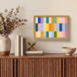 Stroken - Blauw - Patroon - Abstract Light Box met kabel (Tafellamp) klein -sfeer2