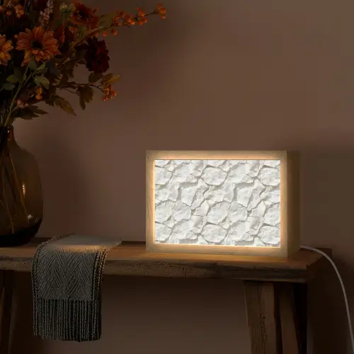 Structuur - Rots - Wit Light Box met kabel (Tafellamp) klein 924 -sfeer4