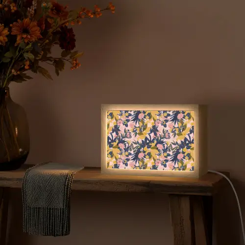 Zomer - Vlinder - Roze - Geel Light Box met kabel (Tafellamp) klein 924 -sfeer4