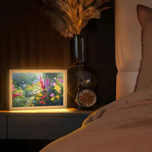 Zomertuin - Sfeervol - Bloemen Light Box met kabel (Tafellamp) klein -sfeer1