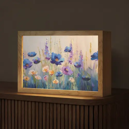 Zomers - Wilde bloemen - Penseelstreken Light Box met kabel (Tafellamp) klein -z3d_website