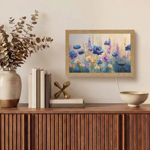 Zomers - Wilde bloemen - Penseelstreken Light Box met kabel (Tafellamp) klein -sfeer2