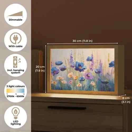 Zomers - Wilde bloemen - Penseelstreken Light Box met kabel (Tafellamp) klein -USP_EN