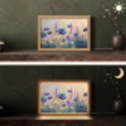 Zomers - Wilde bloemen - Penseelstreken Light Box met kabel (Tafellamp) klein -sfeer3