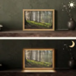 Zon - Takken - Bomen - Bos - Natuur Light Box met kabel (Tafellamp) klein -sfeer3