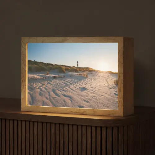Zon - Duinen - Strand - Vuurtoren Light Box met kabel (Tafellamp) klein -z3d_website