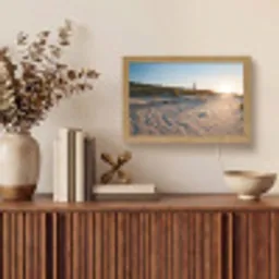 Zon - Duinen - Strand - Vuurtoren Light Box met kabel (Tafellamp) klein -sfeer2
