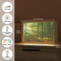 Zon - Bos - Bomen - Natuur - Herfst Light Box met kabel (Tafellamp) klein -USP_EN