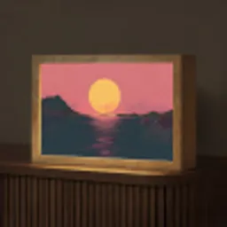 Zon - Geel - Bergen - Water Light Box met kabel (Tafellamp) klein -z3d_website