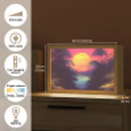 Zon - Geel - Palmbomen - Tropisch Light Box met kabel (Tafellamp) klein -USP_EN