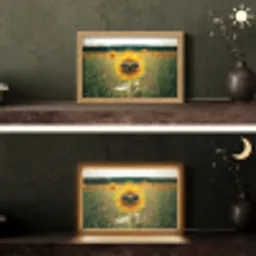 Zonnebloem - Veld - Zonnebril Light Box met kabel (Tafellamp) klein -sfeer3