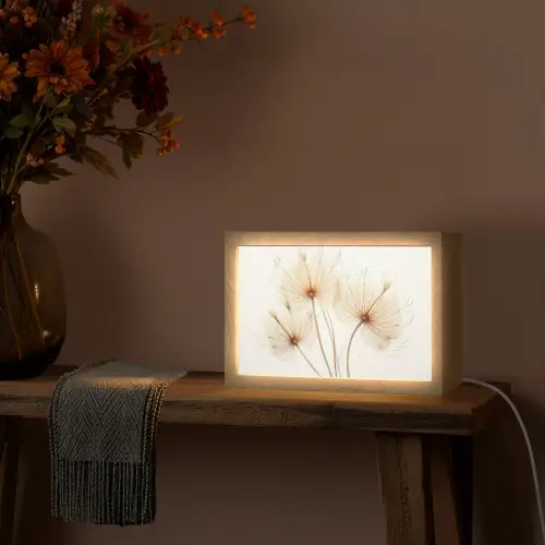 Zonlicht - Paardenbloemen - Natuur - Botanisch Light Box met kabel (Tafellamp) klein -sfeer4