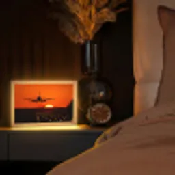 Zonsondergang - Vliegtuig - Oranje - Zon Light Box met kabel (Tafellamp) klein -sfeer1