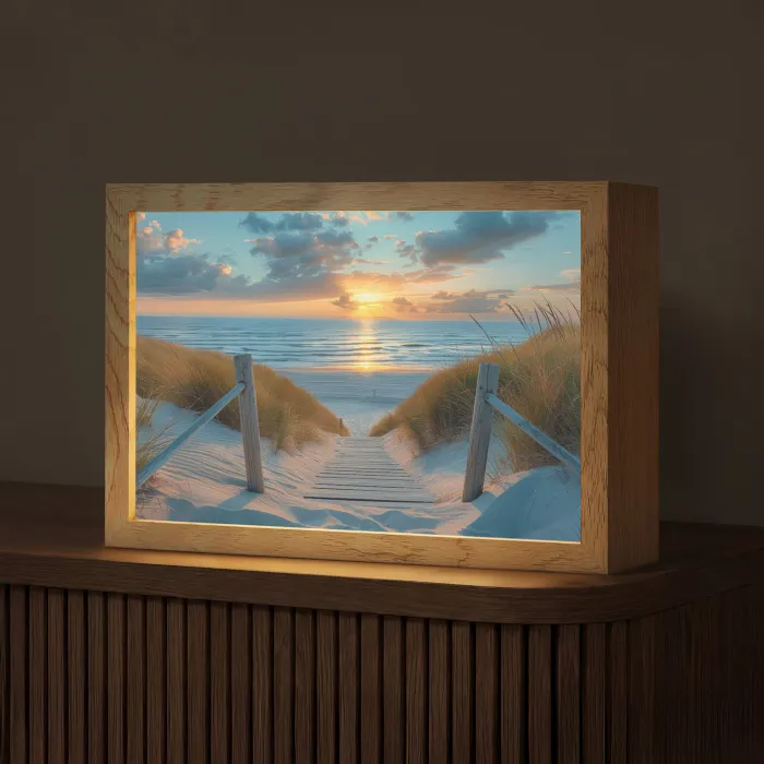 Zonsondergang - Strand - Zomer - Landschap Light Box met kabel (Tafellamp) klein -z3d_website