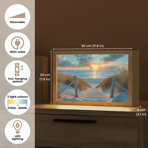 Zonsondergang - Strand - Zomer - Landschap Light Box met kabel (Tafellamp) klein -USP_EN