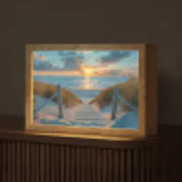 Zonsondergang - Strand - Zomer - Landschap Light Box met kabel (Tafellamp) klein -z3d_website