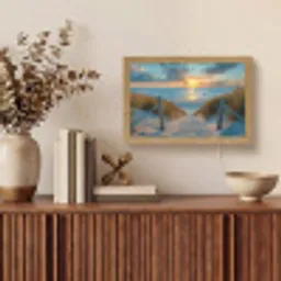 Zonsondergang - Strand - Zomer - Landschap Light Box met kabel (Tafellamp) klein -sfeer2