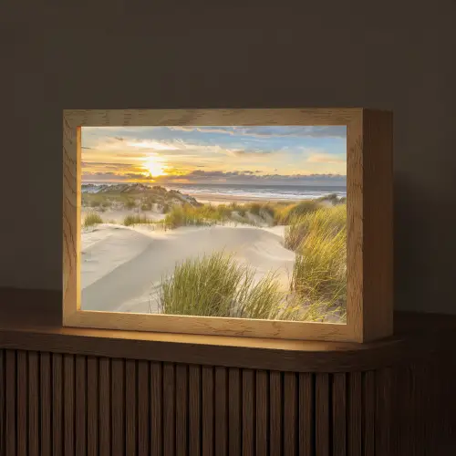 Zonsondergang - Duinen - Strand - Landschap Light Box met kabel (Tafellamp) klein -z3d_website