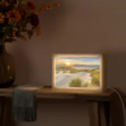 Zonsondergang - Duinen - Strand - Landschap Light Box met kabel (Tafellamp) klein -sfeer4