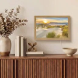 Zonsondergang - Duinen - Strand - Landschap Light Box met kabel (Tafellamp) klein -sfeer2