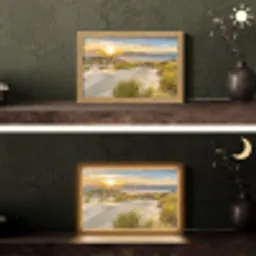 Zonsondergang - Duinen - Strand - Landschap Light Box met kabel (Tafellamp) klein -sfeer3