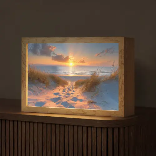 Zonsondergang - Duinen - Strand - Zee Light Box met kabel (Tafellamp) klein -z3d_website