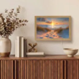 Zonsondergang - Duinen - Strand - Zee Light Box met kabel (Tafellamp) klein -sfeer2