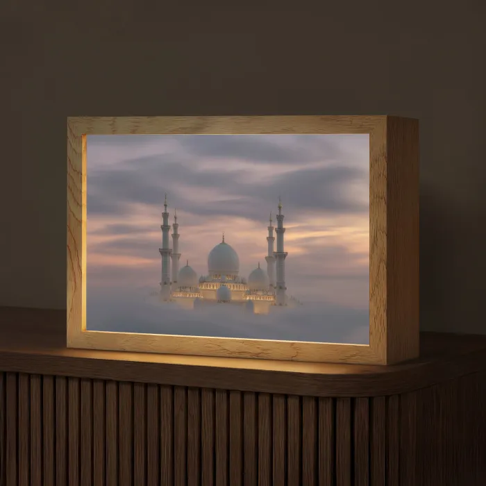 Zonsondergang - Moskee - Wolken - Islamitisch Light Box met kabel (Tafellamp) klein -z3d_website