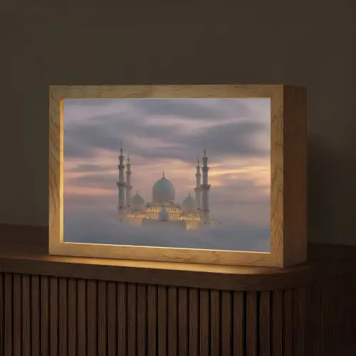 Zonsondergang - Moskee - Wolken - Islamitisch Light Box met kabel (Tafellamp) klein -z3d_website