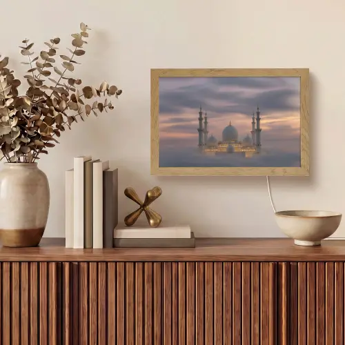 Zonsondergang - Moskee - Wolken - Islamitisch Light Box met kabel (Tafellamp) klein -sfeer2