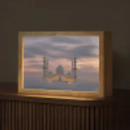Zonsondergang - Moskee - Wolken - Islamitisch Light Box met kabel (Tafellamp) klein -z3d_website