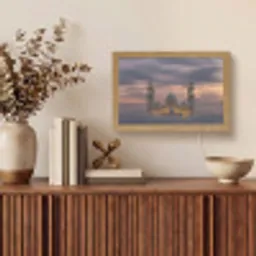 Zonsondergang - Moskee - Wolken - Islamitisch Light Box met kabel (Tafellamp) klein -sfeer2