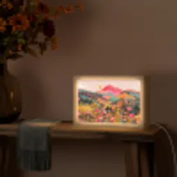 Zonsondergang - Bergvallei - Contrast Light Box met kabel (Tafellamp) klein -sfeer4