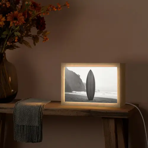 Surfplank - Zand - Zee Light Box met kabel (Tafellamp) klein -sfeer4