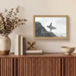 Surfer - Rots - Oceaan - Golven Light Box met kabel (Tafellamp) klein -sfeer2