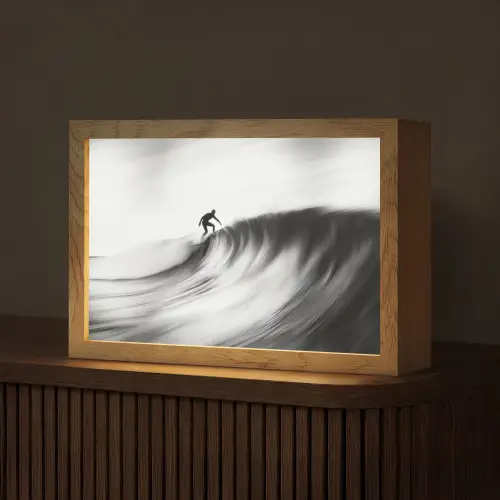 Surfer - Golf - Vervaagd - Zwart Light Box met kabel (Tafellamp) klein -z3d_website