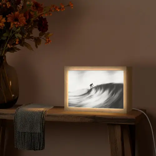 Surfer - Golf - Vervaagd - Zwart Light Box met kabel (Tafellamp) klein -sfeer4