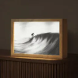 Surfer - Golf - Vervaagd - Zwart Light Box met kabel (Tafellamp) klein -z3d_website