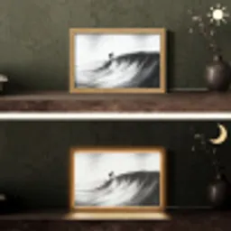 Surfer - Golf - Vervaagd - Zwart Light Box met kabel (Tafellamp) klein -sfeer3
