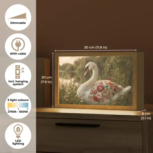 Zwaan - Bloemen - Natuur Light Box met kabel (Tafellamp) klein -USP_EN