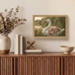 Zwaan - Bloemen - Natuur Light Box met kabel (Tafellamp) klein -sfeer2