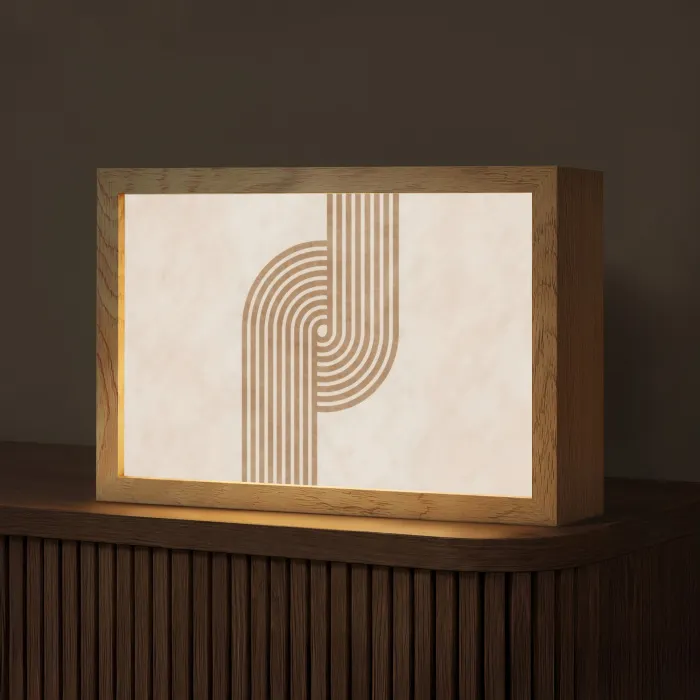 Symmetrische bocht - Koperkleurig Light Box met kabel (Tafellamp) klein -z3d_website