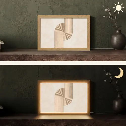Symmetrische bocht - Koperkleurig Light Box met kabel (Tafellamp) klein -sfeer3