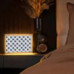 Symmetrisch - Palm - Blauw Light Box met kabel (Tafellamp) klein 924 -sfeer1