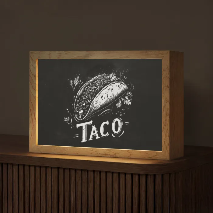 Taco - Kruiden - Witte krijtstijl - Tekst Light Box met kabel (Tafellamp) klein -z3d_website