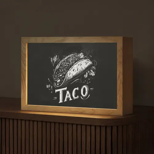 Taco - Kruiden - Witte krijtstijl - Tekst Light Box met kabel (Tafellamp) klein -z3d_website