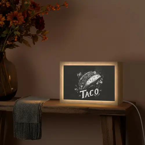 Taco - Kruiden - Witte krijtstijl - Tekst Light Box met kabel (Tafellamp) klein -sfeer4