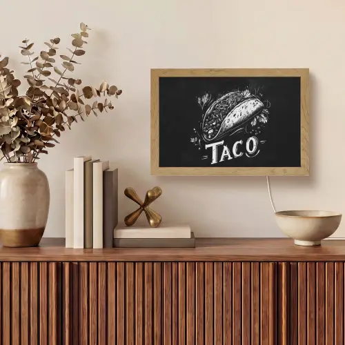 Taco - Kruiden - Witte krijtstijl - Tekst Light Box met kabel (Tafellamp) klein -sfeer2