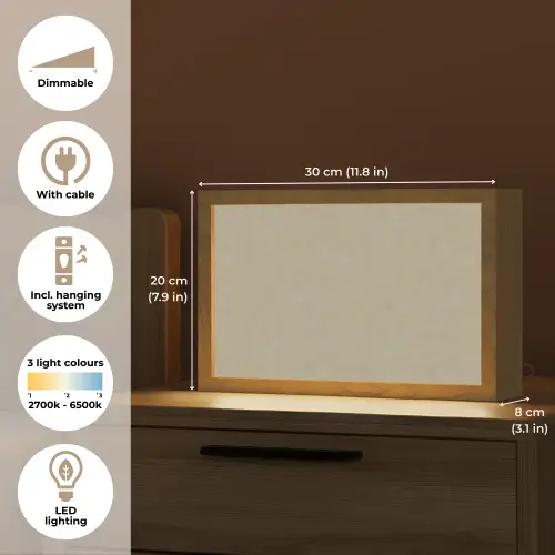 Taupekleur - Gewolkt textuur - Natuurlijk Light Box met kabel (Tafellamp) klein 924 -USP_EN