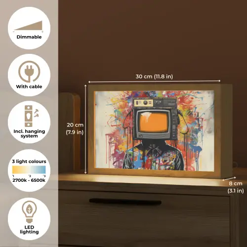 Televisie - Graffiti - Mens - Kleuren Light Box met kabel (Tafellamp) klein -USP_EN